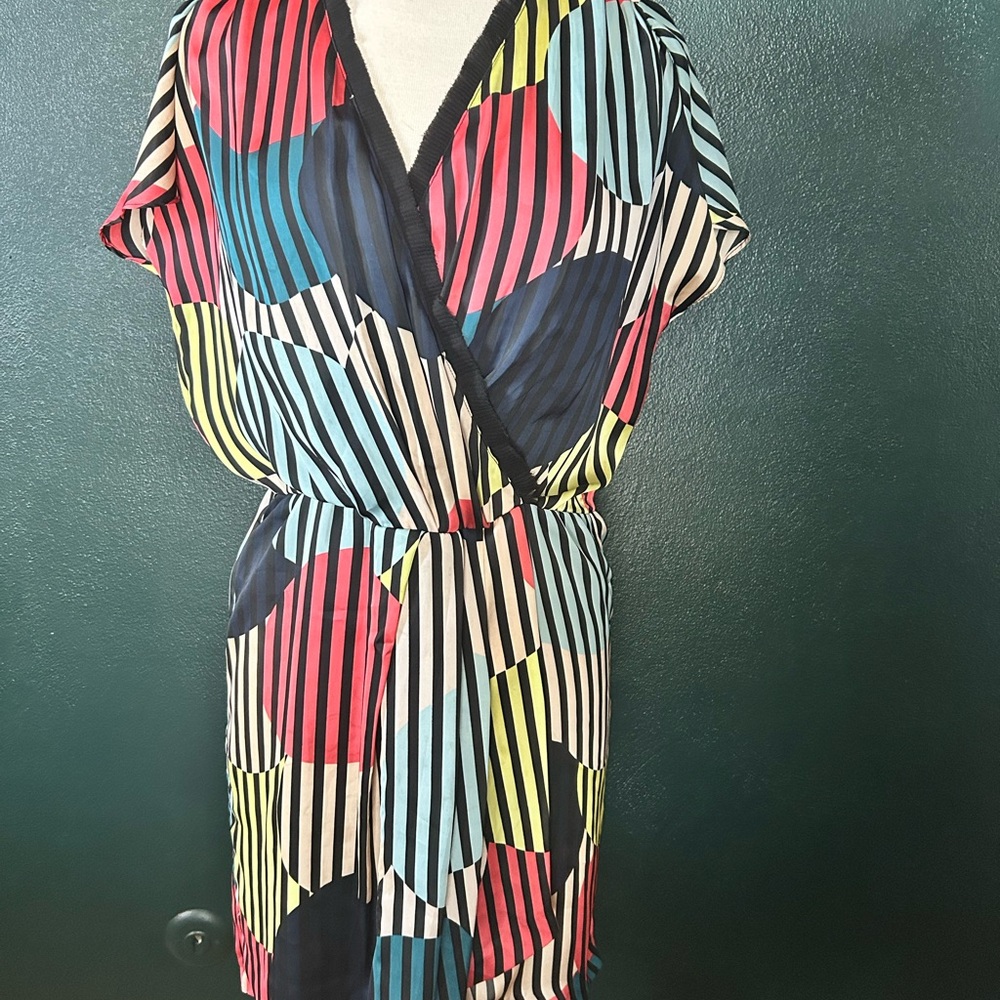 DVF Colorful Striped Silk Wrap Dress